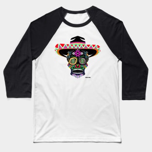 sugar skull in mariachi style ecopop pattern mandala Baseball T-Shirt